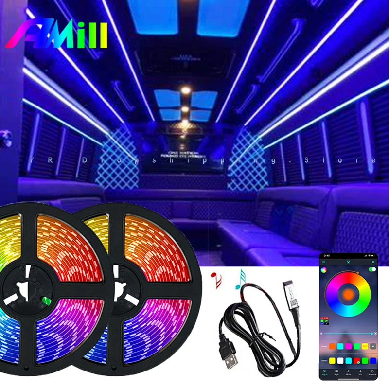 

10M Bluetooth USB 5050/2835 Led Strip RGB DC12V Flexible Tape Led Ribbon Led Strip Light With Phone For Car/Bedroom/livingroom