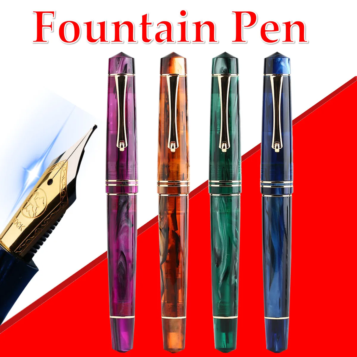 Fine Nib Converter Writing with Gift Box Moonman M8 Fountain Pen Colorful Acrylic Luxury Pen