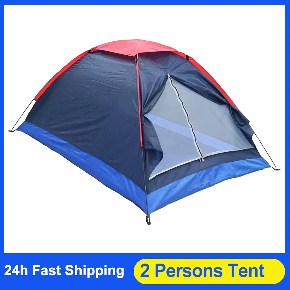 2 Persons Camping Tent Single Layer Beach Tent Outdoor Travel Windproof Waterproof Awning Summer with Bag RU Stock camping tent,portable tent