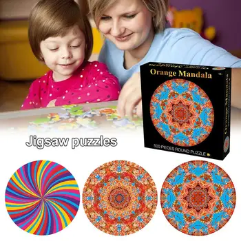 

In-stock 500PCS Jigsaw Puzzles Thickened PaperColorful Round Game Puzzle Educational Toy For Home Children Adults