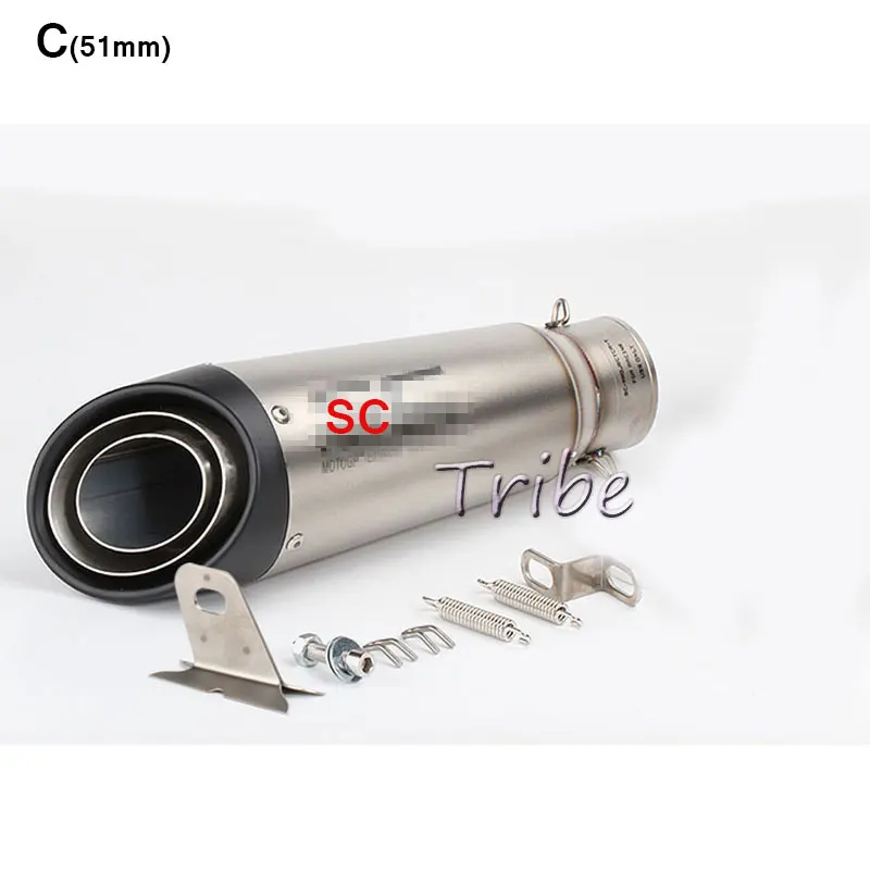 C 51mm Мотоцикл выхлопной Akrapovic Echappement Moto Universel SC выхлопная труба дБ убийца питбайк для R6 K6 Z650 CBR1000 GSXR650 MSX125 - Цвет: C 51mm