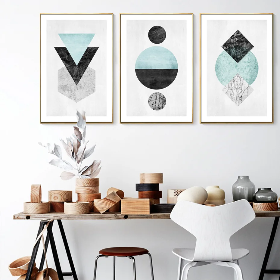 Настенная Картина на холсте геометрический абстрактный постер фотография