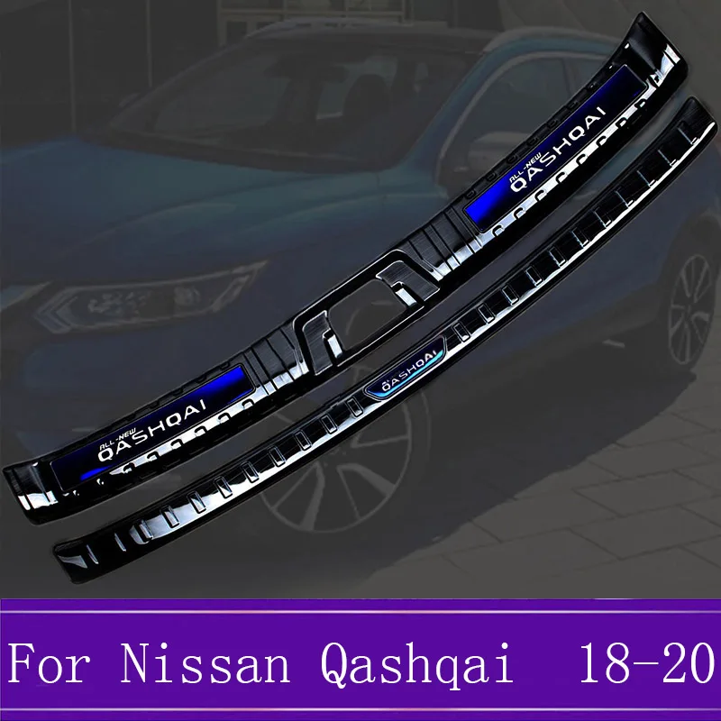 For Nissan Qashqai J11 Auto Rear Bumper Protector Sill Trunk Tread Plate Trim 2018-2020 Stainless Steel Car Styling Accessory fa |