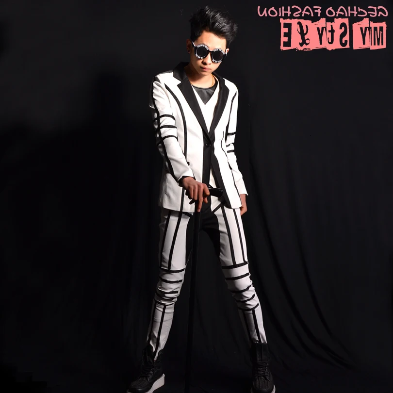 

Hippo Tide Line Stitching Autumn Clothing Leisure Time Self-cultivation Chao Dian Night Club Suit Mens Stylish Blazer