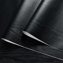 Толстые чисто черные деревянные зерна двери шкафа аудио старая мебель ремонт клейкая бумага стены ПВХ самоклеющиеся Wa