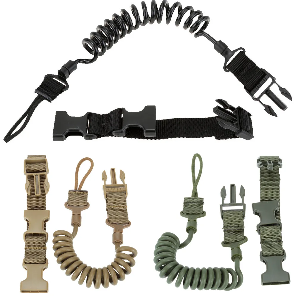 

1pcs Elastic Spring Retention Sling Belt Ropes Combat Sling Telescopic Hunting Tactical Hand Gun Secure Multi-functional lanyard