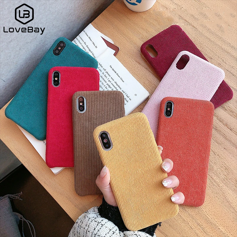 Lovebay тканевый текстурный чехол для телефона iPhone XS X XR Xs Max простой цвет мягкий