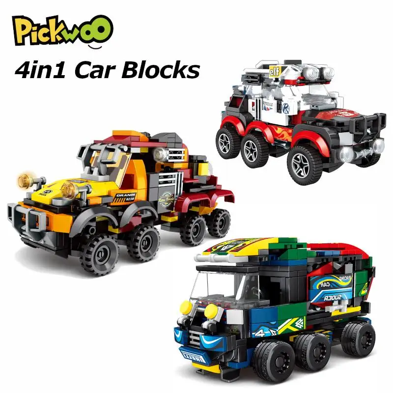 Pickwoo-bloques de construcción de automóviles 4 en 1 para niños, D31, 359 a 661 Uds., figuras de superhéroes deportivos, juguetes para niños