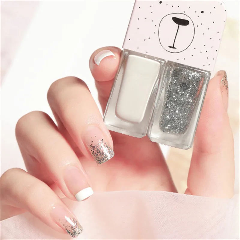 2 In 1 Candy Color Nail Polish Manicure Water-based Bright Scrub No Bake No Peeling Quick Dry Waterproof Lasting