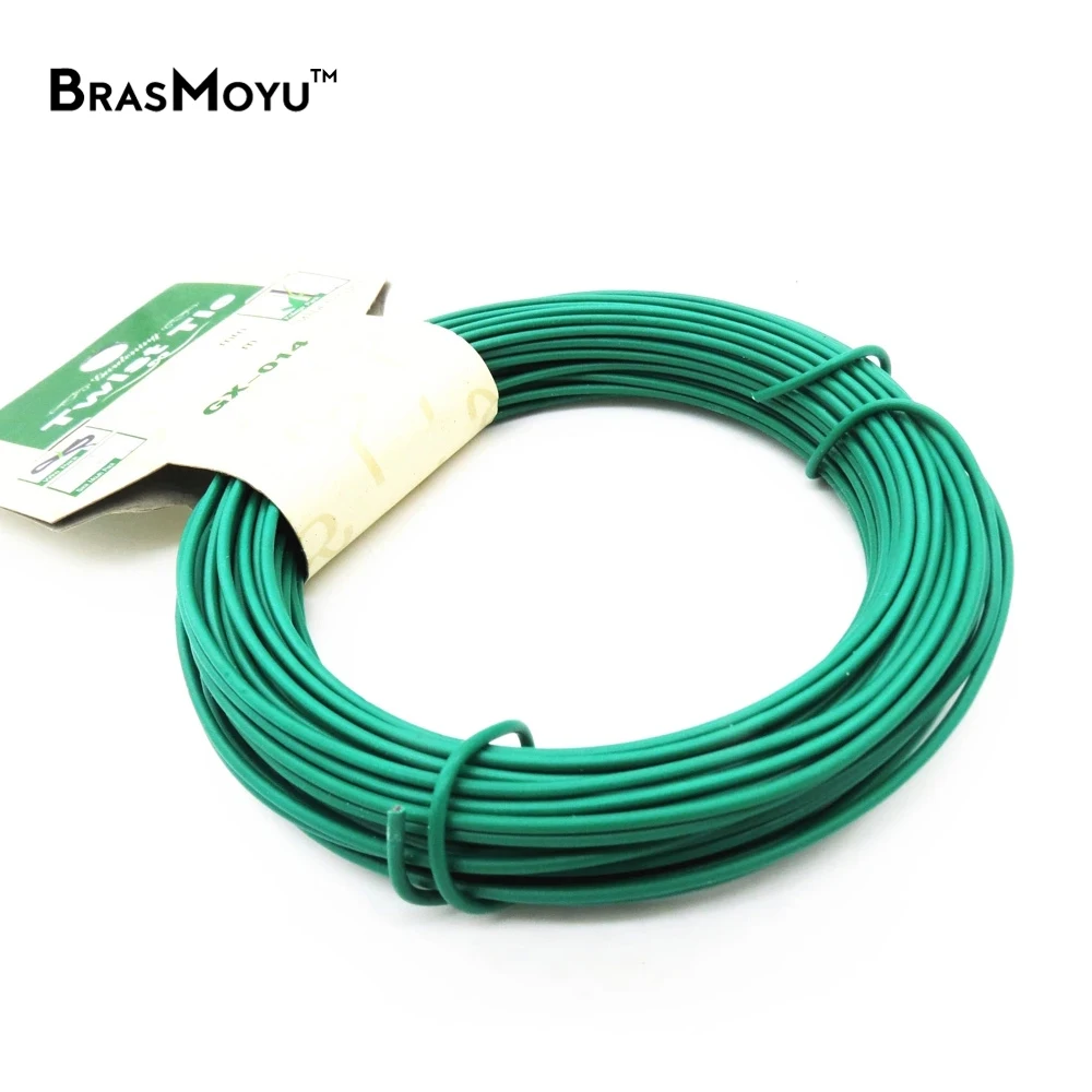 1PCS 12/15m Plant Twist Tie Garden Wire Green Cable Tie Coated Wire Garden Bonsai Outlet for Holding Branch BRASMOYU plant ties bonsai wires