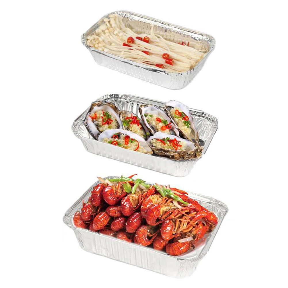 50pcs Disposable BBQ Drip Pans Aluminum Foil Grease Drip Pans Recyclable Grill Catch Tray For Weber Outdoor Supplies 3
