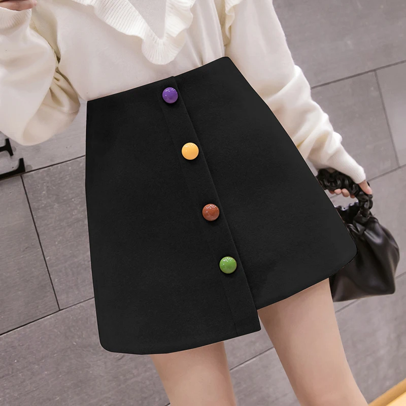 The a-line skirt female skirts autumn/winter new color a irregular cloth bust skirt qiu dong - Цвет: Черный