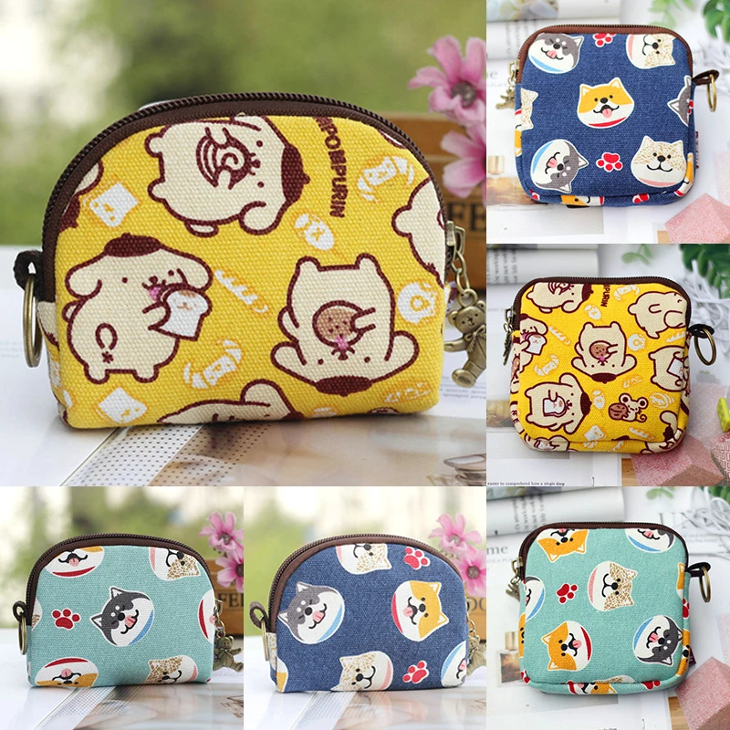 

retro mini coin purses bag women short wallet girls print small canvas kids purse card bags for little things woman's purse hand
