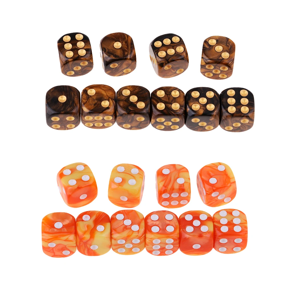 20pcs 6-Sided Dice Set, Bright Colors 16 mm for Games Casino Gifts Teaching
