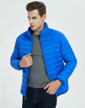

Fluffy Warm Coat Male Slim Stand Collar Men Royal Blue Cotton Jacket Boys Light Thin Winter Parka Plus Size Coat 3xl Hot Sale
