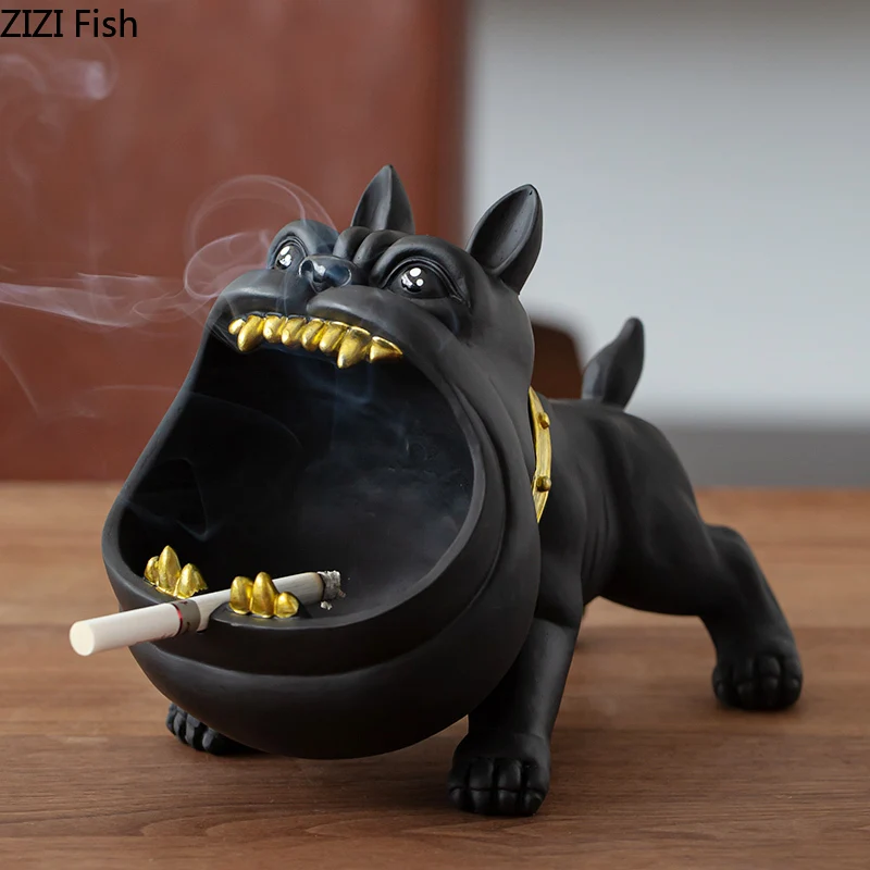 Cartoon Dog Ashtray Creative Anti Fly Ash Household Large Capacity Cute Animal Resin Ashtray Home Decoration Gift for Boyfriend