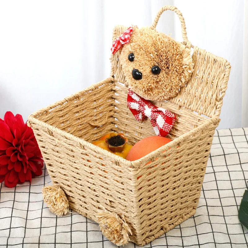 Креативная подвесная плетеная корзина с изображением медведя из мультфильма