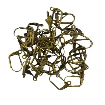 

100pcs French Shell Leverback Earring Ear Wire Coil Jewelry Findings Bronze