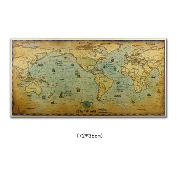 

Nautical Ocean Sea World Map Retro Old Art Paper Painting Home Decor Wall Poster Wall Art Pictures for Living Room Posters