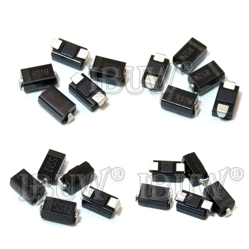 100PCS Rectifier diode M1 M4 M7 SS12 SS14 SS16 SS24 SS34 SS36 SS110 SS210 SS210 US1M RS2M ES1D DO-214AC schottky dioden