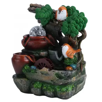 

Wealth Feng Shui Desktop Fountain Company Office Tabletop Ornaments Flowing Water Waterfall Fountain With LED Lights