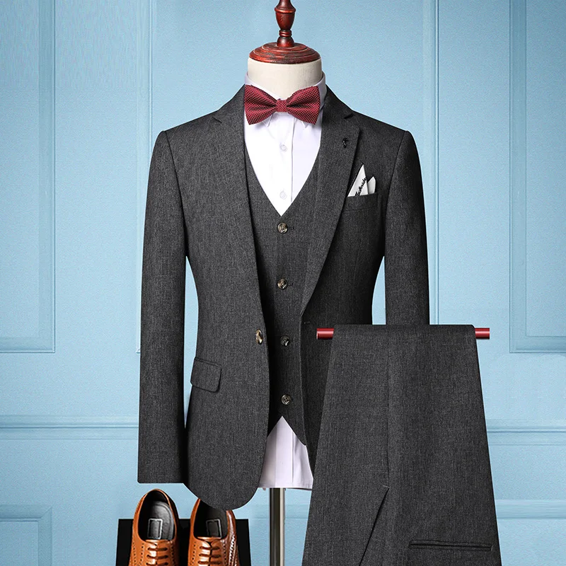 

Luxury brand Mens Suits 3 Piece set 2020 Classic Business Formal men suit Slim Fit Male Blazer Wedding Groom Tuxedos Homme