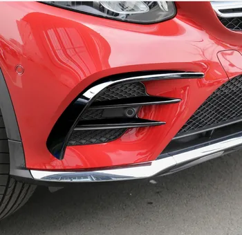 

Carbon Fiber Color Car Front Bumper Fog Lamp Grille Slats Spoiler Decoration For Mercedes Benz GLC X253 2016-18 ABS Decals