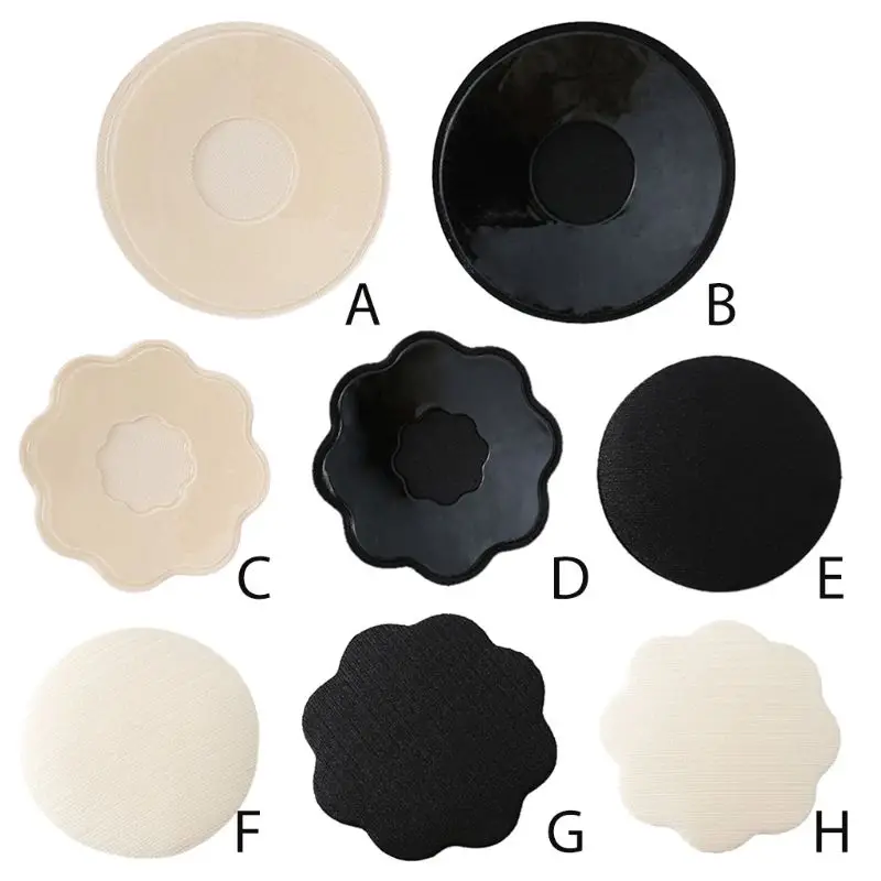 Women Invisible Silicone Pasties Round Flower Shape Nipple Cover Reusable Adhesive Swimsuit Breast Pad Waterproof Bra Accessory