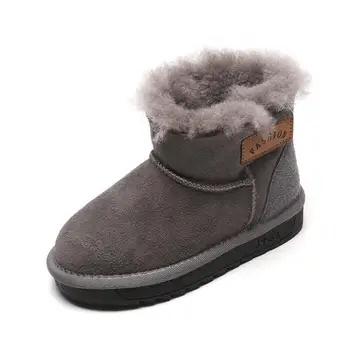 

Children Girls Fur Snow Boots Waterproof Kids Cotton Martin Boots Thicken Genuine Leather Anti-Slip Cute Fur Plush Warm Boots