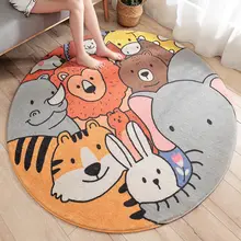 Детская комната круглый коврик мультфильм животных искусственная шерсть плюшевый ковер детский коврик для ползания GXMA