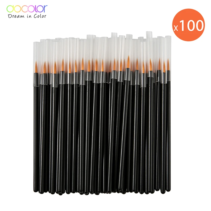 Docolor 100pc одноразовая макияжная подводка для глаз кисти сверхтонкая волоконная жидкая подводка для глаз палочка подводка для глаз Профессиональные Кисточки для макияжа - Handle Color: 100pcs Yellow