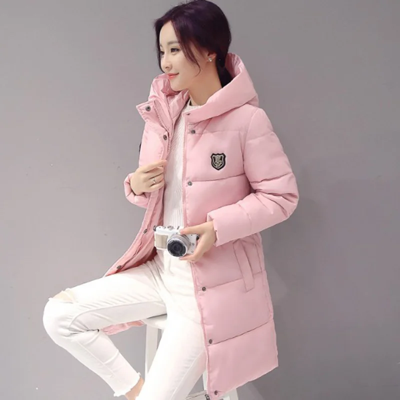 Voobuyla, Женское зимнее теплое пальто с капюшоном размера плюс 3XL, куртка с хлопковой подкладкой, женские утепленные парки, Женская Стеганая куртка - Цвет: Pink