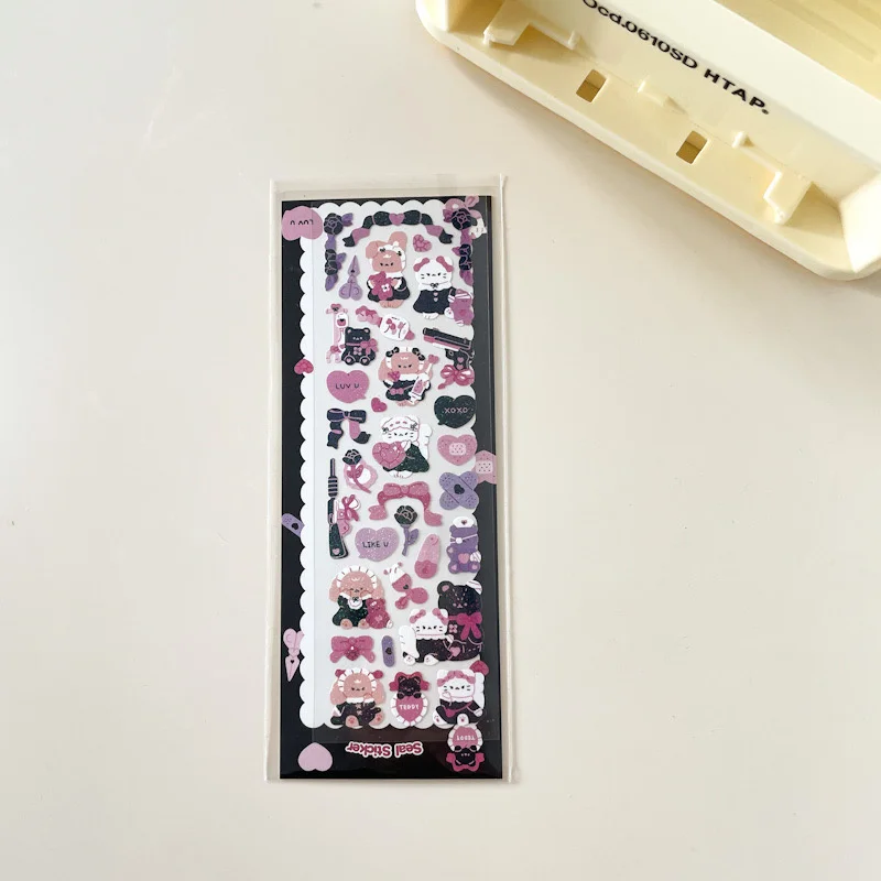 1Pc Cartoon Cat Laser Bling Scrapbook Fun Stickers Confetti Decoration DIY Photo For Journal Diary Album Stationery Sticker
