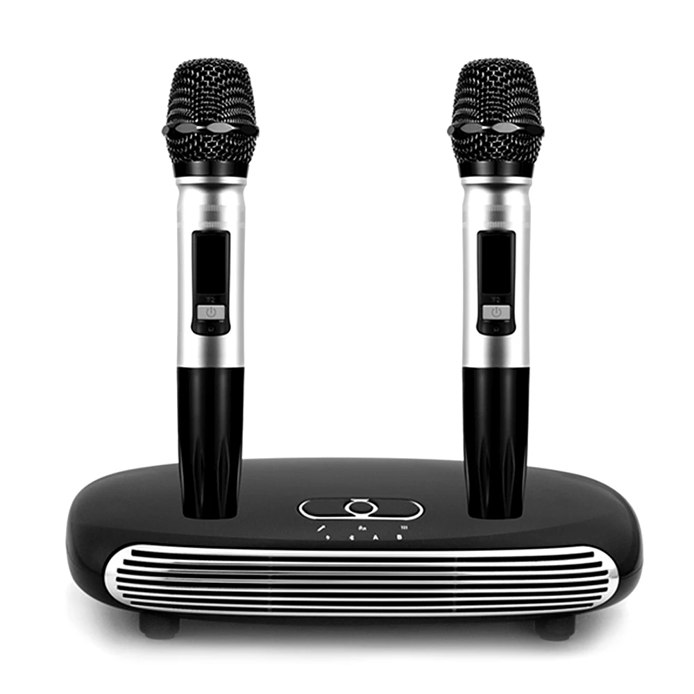 Set-top Box Wireless BT Karaoke Set with Dual Wireless BT Microphone for Smart TV/Computer/Smart Phone Red/Black Karaoke Box 