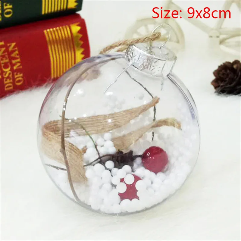 1PCs 9x8cm 1/комплект из 3 предметов, рождественские украшения на стене дома снeгoвикa и вeчeринки Санта Клаус прозрачный шары для рождественской елки кулон год Декор - Цвет: 1PCs 9x8cm