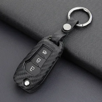 

Carbon Fiber Look For Ford F-150 Ecosport Ranger Explorer Mondeo Car Key Case Protector Holder Key Chain Fob Cover Accessories