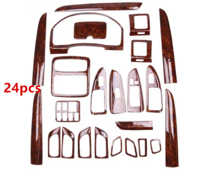 24pcs package 28 шт/Внутренняя деревянная дверная рама Цвет планки литье 2003 2004 2005 2006 2007 2008 2009 Автомобильный Стайлинг для Toyota Land Cruiser Prado FJ120 - Цвет: 24pcs package