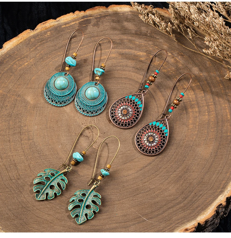 Bohemian Earrings Set Vintage Shell Tassel Oversize Round Hoop Dangle Drop Earrings For Women Indian Jewelry Party Gift