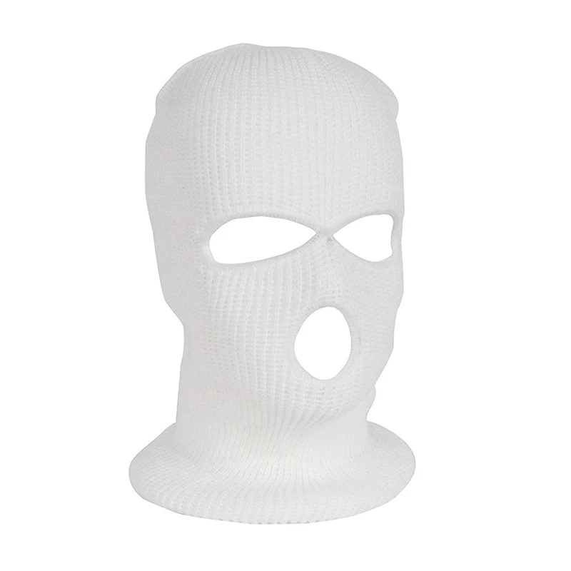Onever армейская тактическая зимняя теплая маска для лица Лыжная велосипедная 3 отверстия Балаклава с капюшоном для 15,75-24,41 дюймов окружность головы - Цвет: white