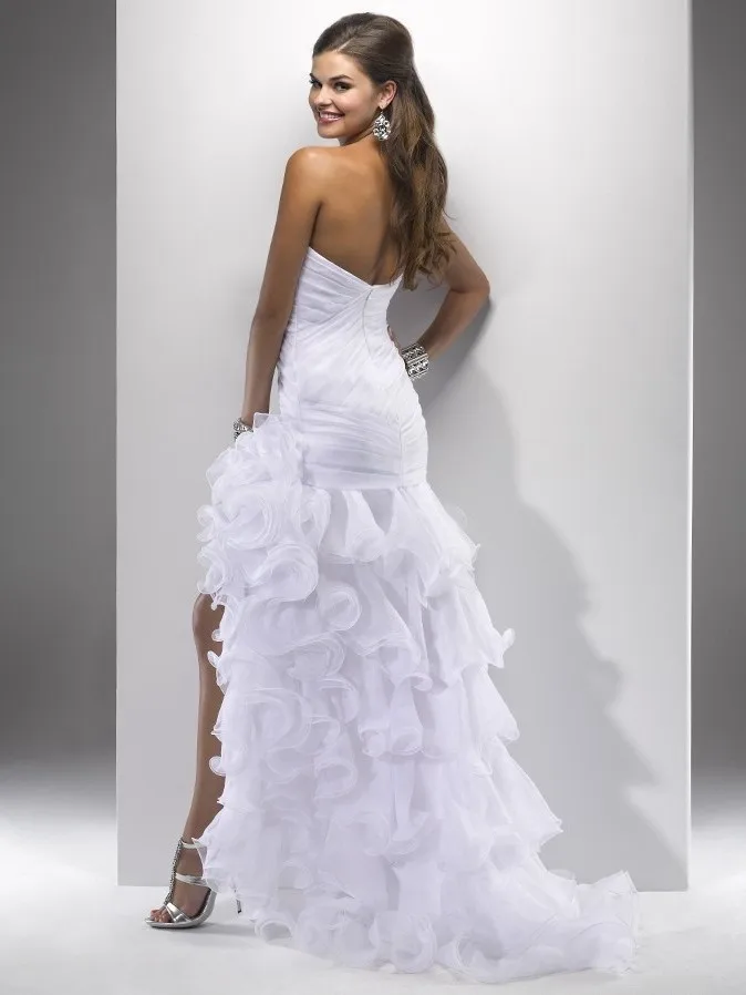 Vestido De Novia дизайн на заказ сексуальное белое свадебное платье с коротким передом и длинной спиной Элегантные шифоновые платья подружки невесты с оборками