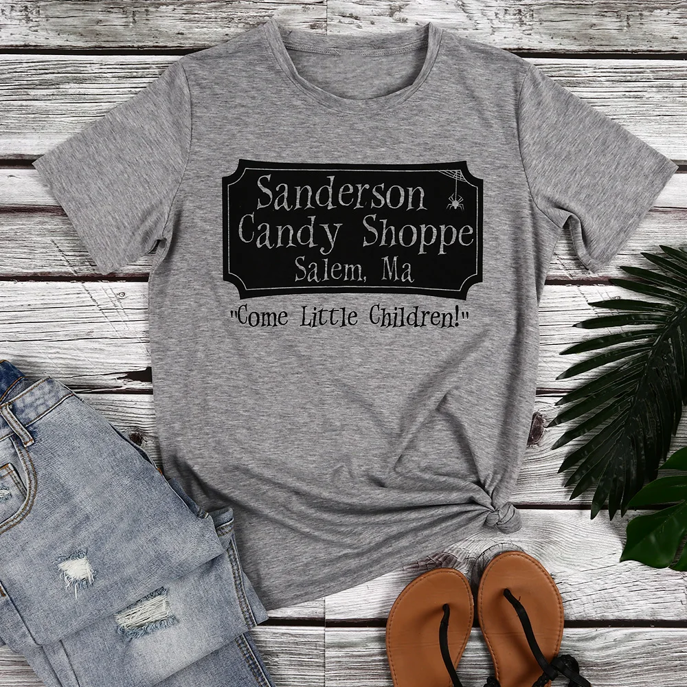 

Women Sanderson Candy Shoppe T-Shirt Gray Femme graphic Baseball Tee vintage aesthetic Top camisetas verano mujer 2019 Oversized