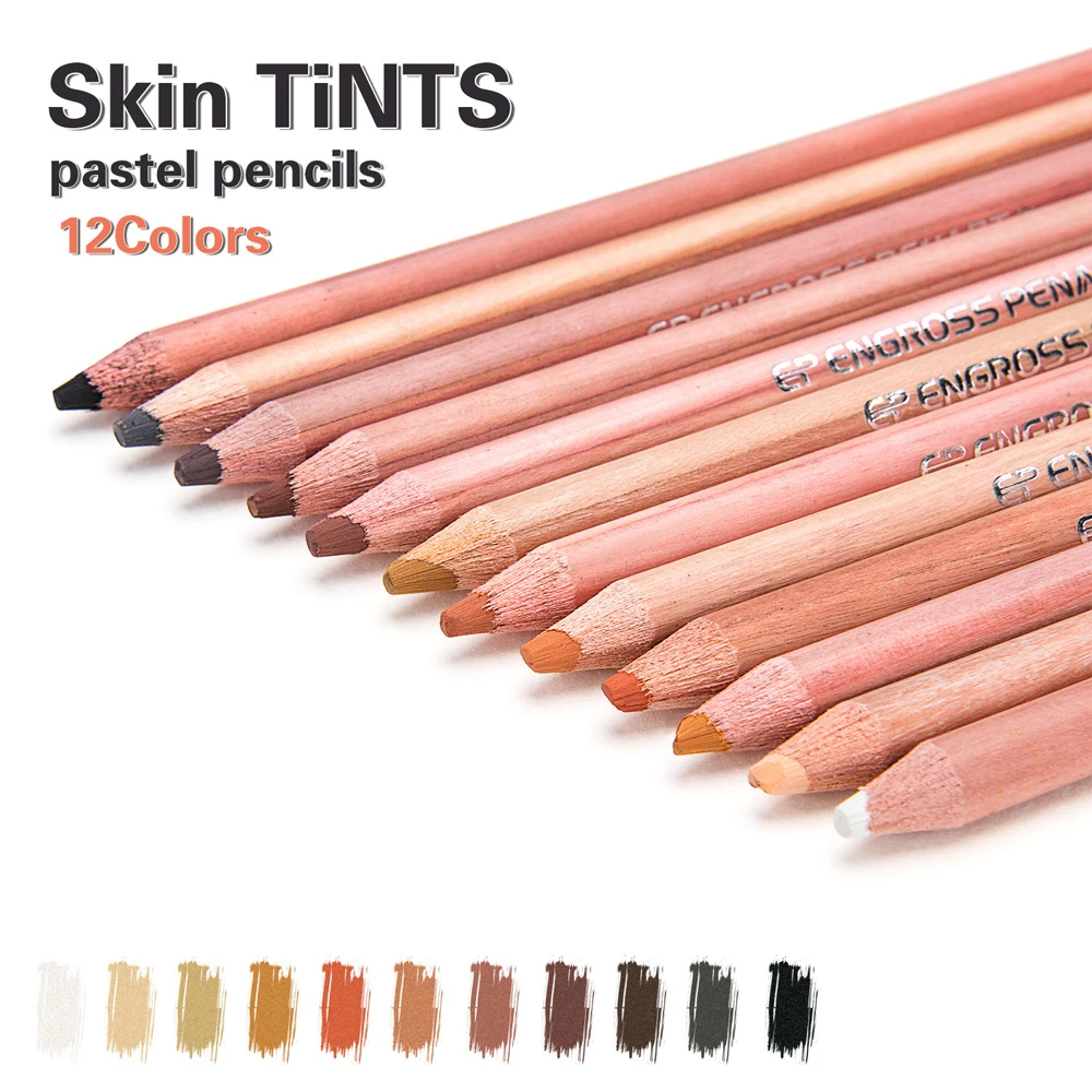 12 Professional Soft Pastel Pencils Portrait Tints Pastel Painting