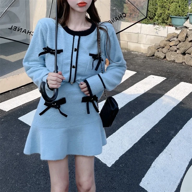 50% SALE Women Winter Knitted Mini Cardigan Sweater Set JKP4849