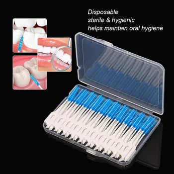 

40pcs Double-ended Toothpick Soft Silicone Tooth Picks Dental Floss Interdental Brush Teeth Stick Dental Hygiene Tools