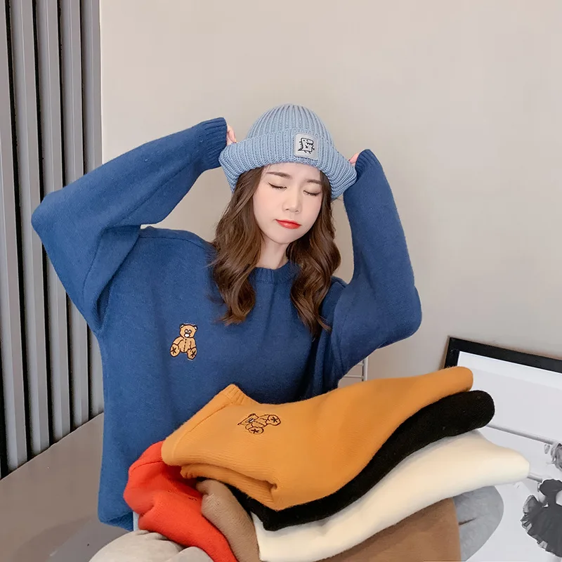 

2020 new candy color bear sweater for women in autumn and winter