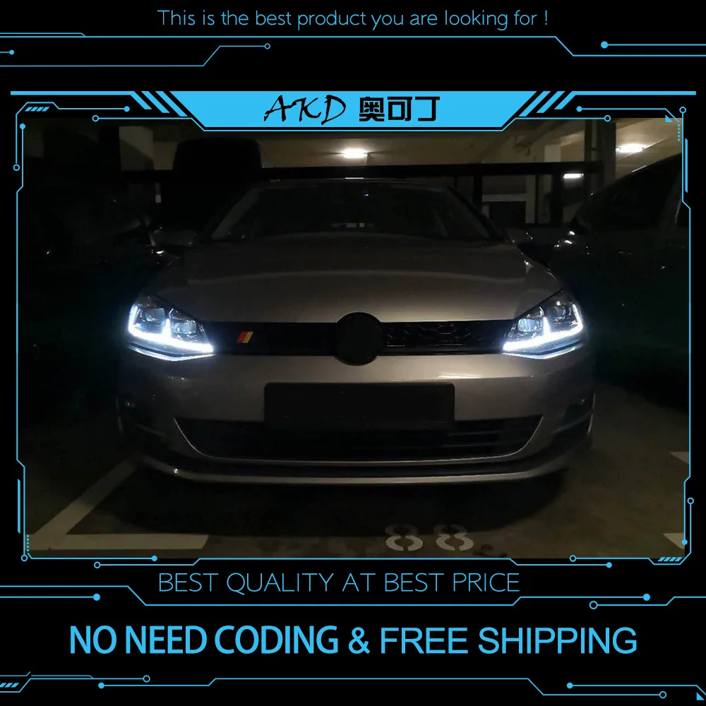 Billig AKD tuning autos Scheinwerfer Für VW Golk7 Golf 7 MK7 Scheinwerfer LED DRL Lauf lichter Bi Xenon Strahl Nebel lichter engel augen Auto