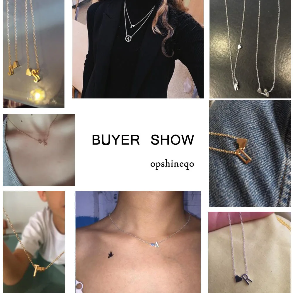 Fashion Tiny Heart Dainty Initial Necklace With Letter Name Choker Chain Necklace Women Gold Color Pendant Jewelry Gift