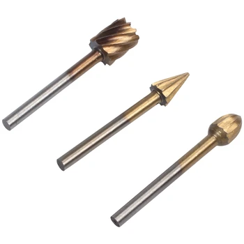 

10pcs HSS Titanium Routing Rotary Milling Rotary File Cutter Wood Carving Tools