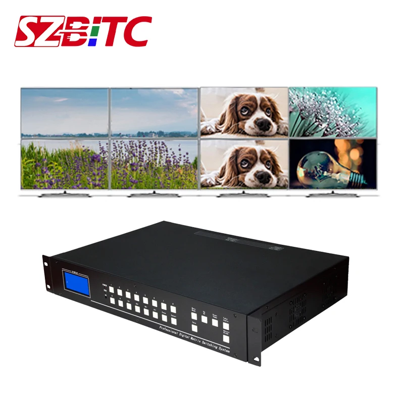 

SZBITC 4K HDMI Matrix 8x8 Swicther Seamless Switching Panel IR Software Control for max 8 TVs Splicing with Remote Control