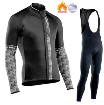 

2020 invierno ropa de ciclismo de lana térmica, NW traje de jersey para hombre, exterior andar en bicicleta conjunto de pantalon